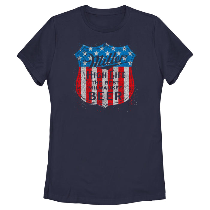 fifth sun Women's Miller High Life The Best Milwaukee Beer American Shield T-Shirt