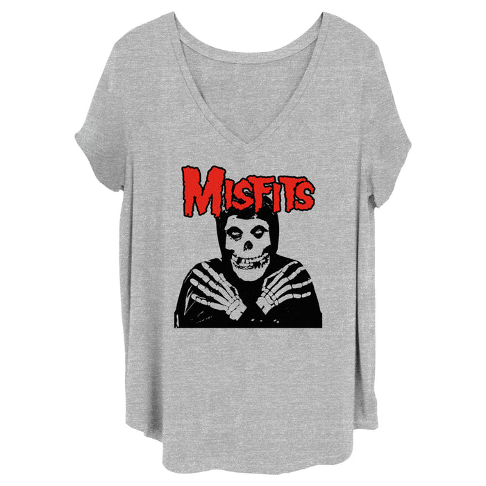 fifth sun Women's Misfits Fiend Skull Red Logo T-Shirt