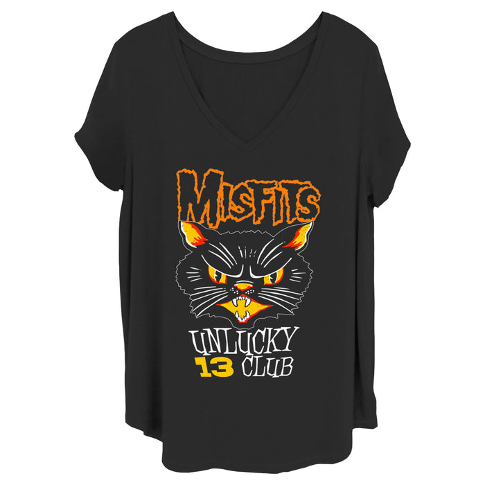 fifth sun Women's Misfits Unlucky 13 Club Cat T-Shirt