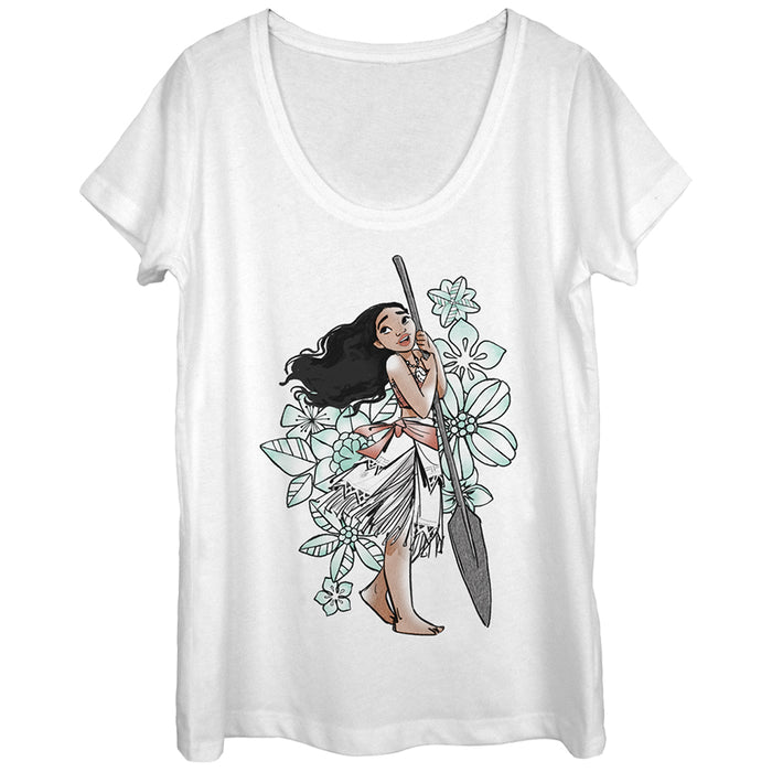 fifth sun Women's Moana Tropical Floral Print Scoop Neck