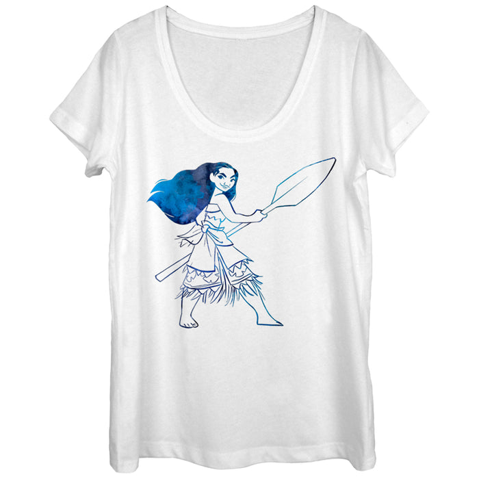 fifth sun Women's Moana Watercolor Print Scoop Neck