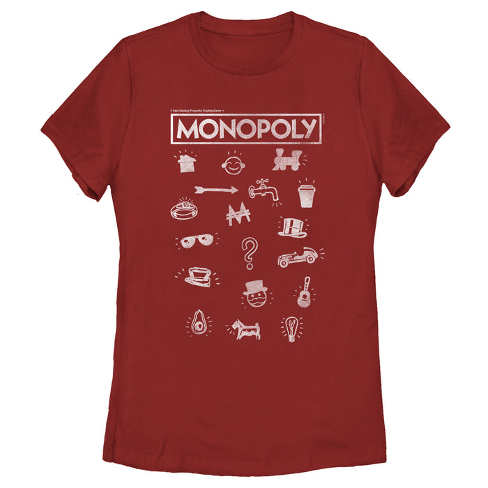 fifth sun Women's Monopoly Favorite Board Game Icons T-Shirt