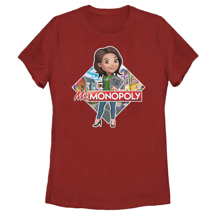 fifth sun Women's Monopoly Framed Ms. Monopoly T-Shirt