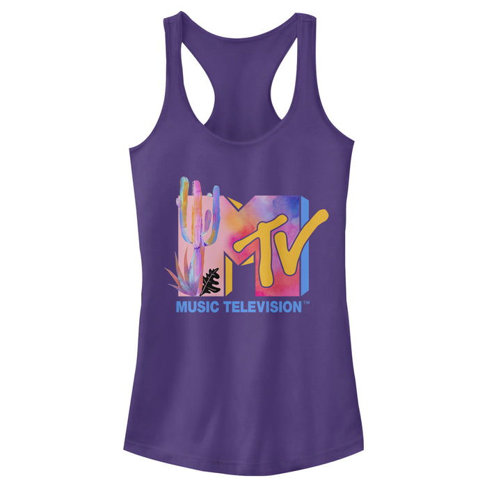 fifth sun Women's MTV Cactus and Aloe Logo Racerback Tank Top