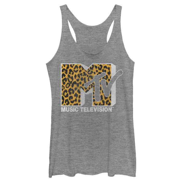 Fifth Sun Women's MTV Cheetah Print Logo Racerback Tank Top