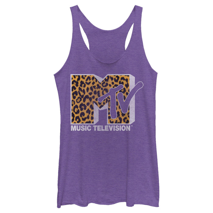 Fifth Sun Women's MTV Cheetah Print Logo Racerback Tank Top