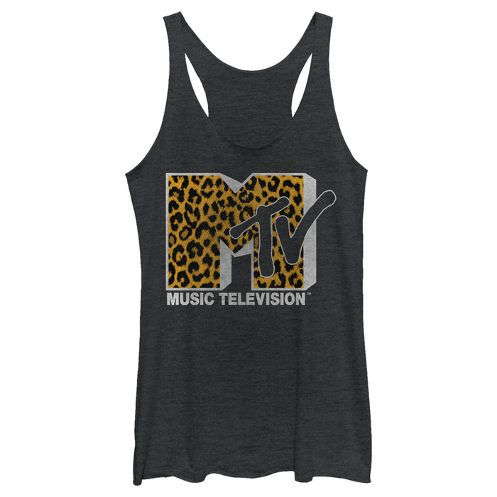 fifth sun Women's MTV Cheetah Print Logo Racerback Tank Top