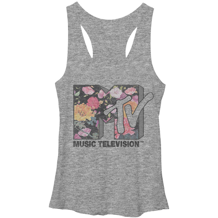 fifth sun Women's MTV Floral Logo Racerback Tank Top
