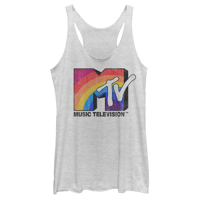 fifth sun Women's MTV Rainbow Logo Racerback Tank Top