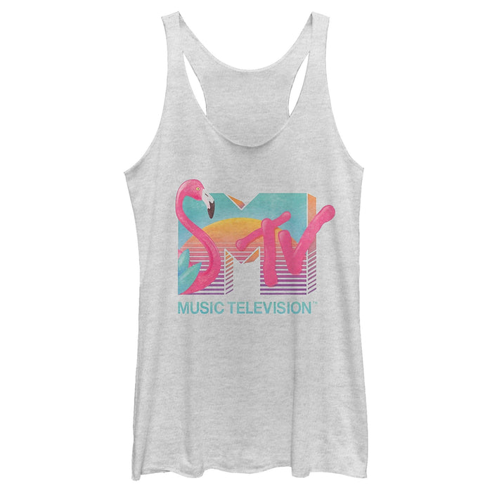 fifth sun Women's MTV Retro Flamingo Logo Racerback Tank Top
