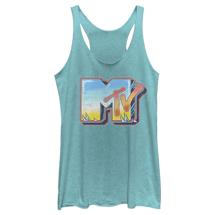 Fifth Sun Women's MTV Shimmery Logo Racerback Tank Top