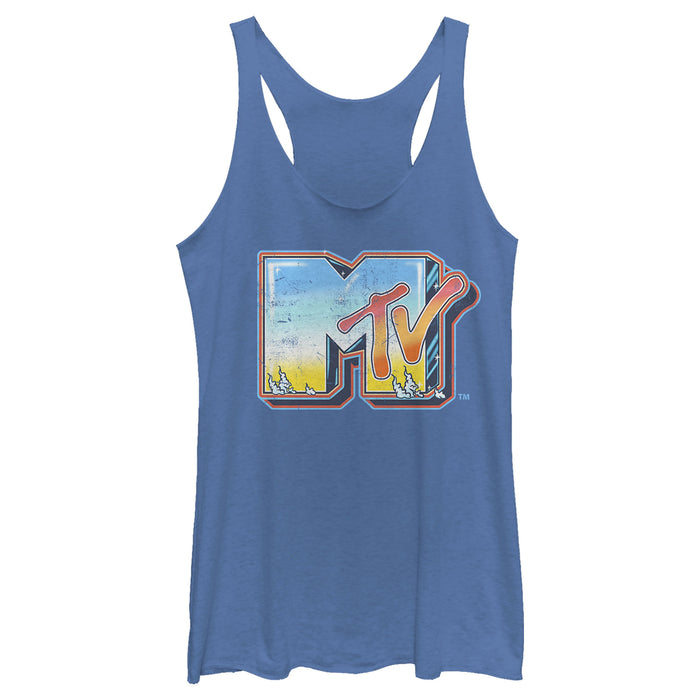 fifth sun Women's MTV Shimmery Logo Racerback Tank Top