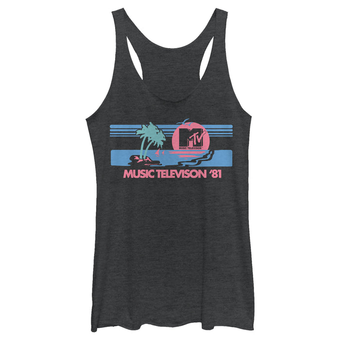 fifth sun Women's MTV Spring Break 1981 Sunset Racerback Tank Top