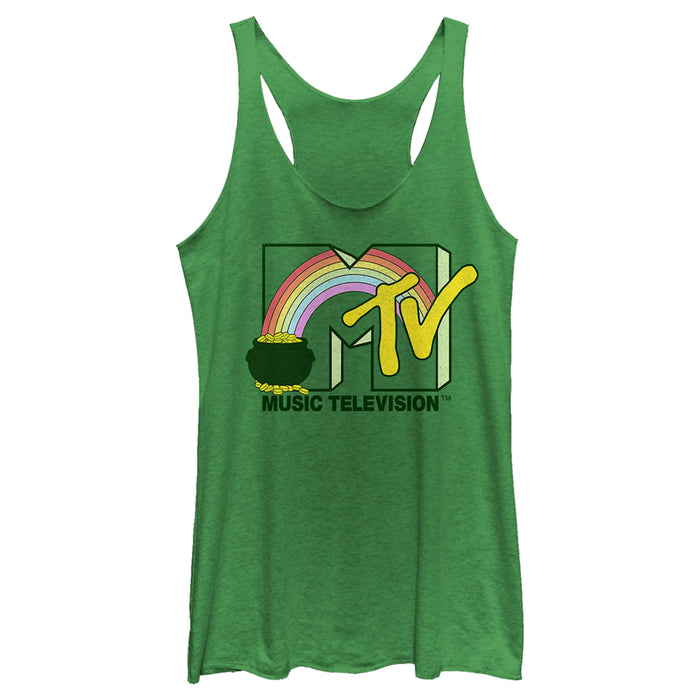 fifth sun Women's MTV St. Patrick's Day Pot of Gold Logo Racerback Tank Top