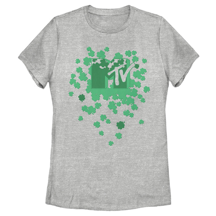 fifth sun Women's MTV St. Patrick's Day Shamrock Splatter Logo T-Shirt