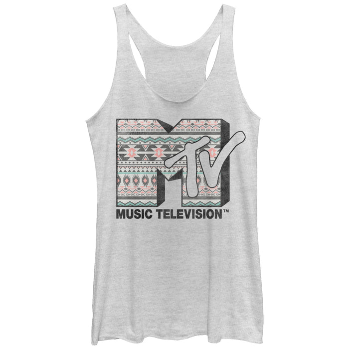 fifth sun Women's MTV Tribal Print Logo Racerback Tank Top