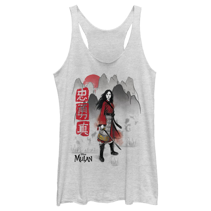 fifth sun Women's Mulan Foggy Mountains Racerback Tank Top