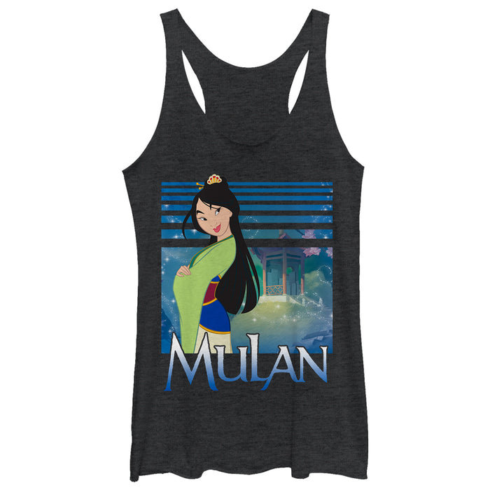 fifth sun Women's Mulan Garden Blossom Racerback Tank Top