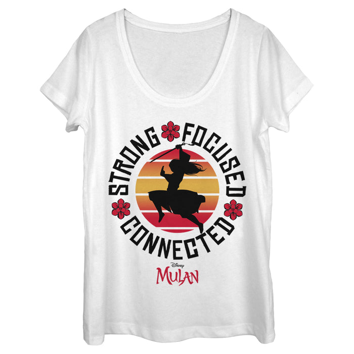 fifth sun Women's Mulan Strong Focused Mantra Scoop Neck