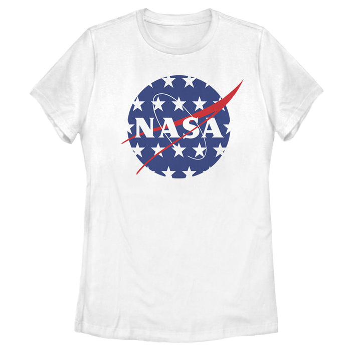 fifth sun Women's NASA American Flag Large Stars Logo T-Shirt