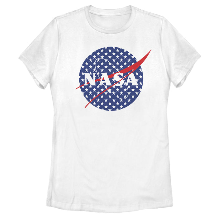 fifth sun Women's NASA American Flag Stars Logo T-Shirt