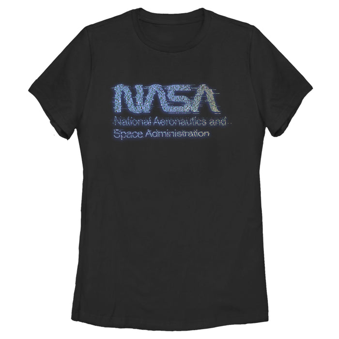fifth sun Women's NASA Distorted Computer Text Logo T-Shirt