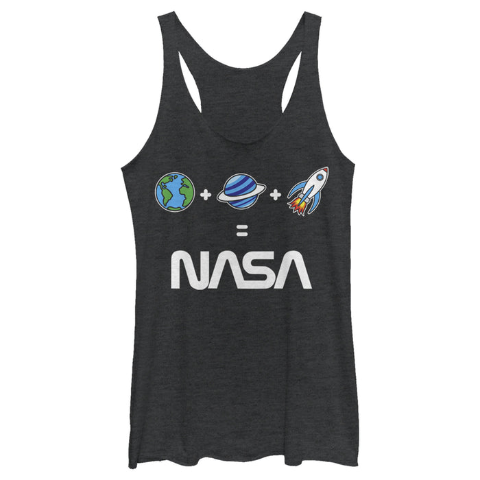 fifth sun Women's NASA Emoji Space Logo Equation Racerback Tank Top