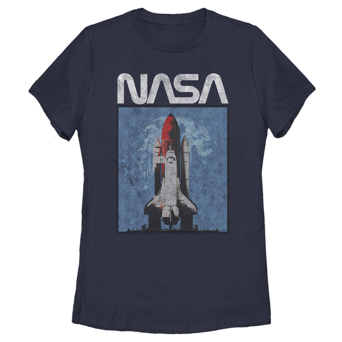 fifth sun Women's NASA Logo Shuttle Rocket Ship Poster Style T-Shirt
