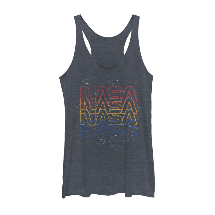 fifth sun Women's NASA Rainbow Repeat Logo Racerback Tank Top