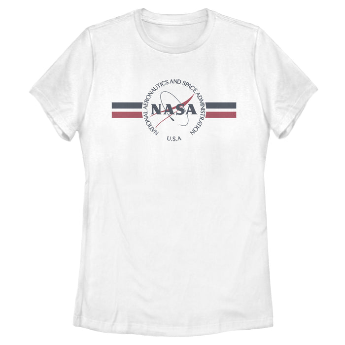 fifth sun Women's NASA Red White And Blue Banner Logo T-Shirt