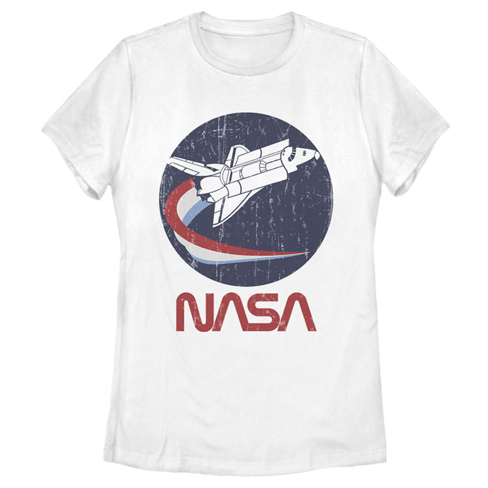 fifth sun Women's NASA Shuttle Three Color Swoosh Circle T-Shirt