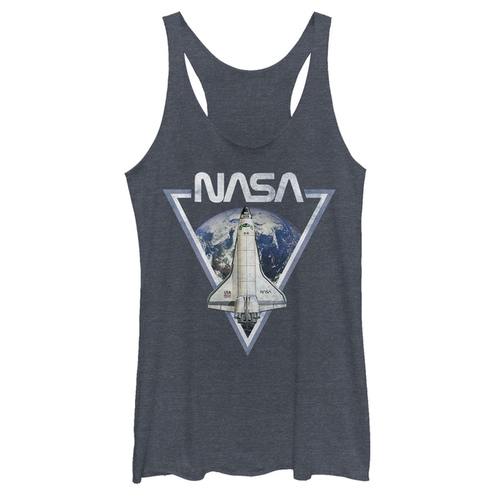 fifth sun Women's NASA Triangle Earth Logo Shuttle Flight Racerback Tank Top