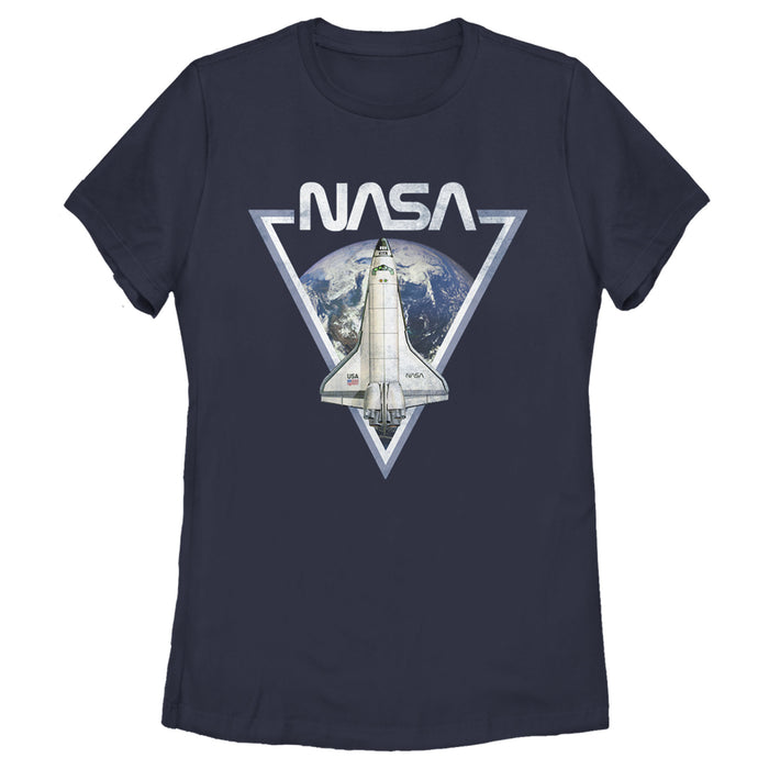 fifth sun Women's NASA Triangle Earth Logo Shuttle Flight T-Shirt