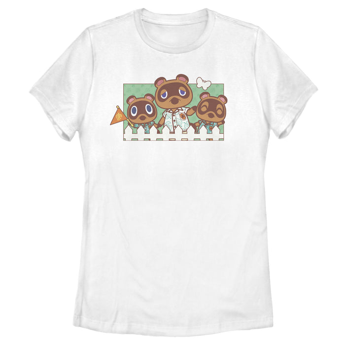 fifth sun Women's Nintendo Animal Crossing Nook Family Portrait T-Shirt