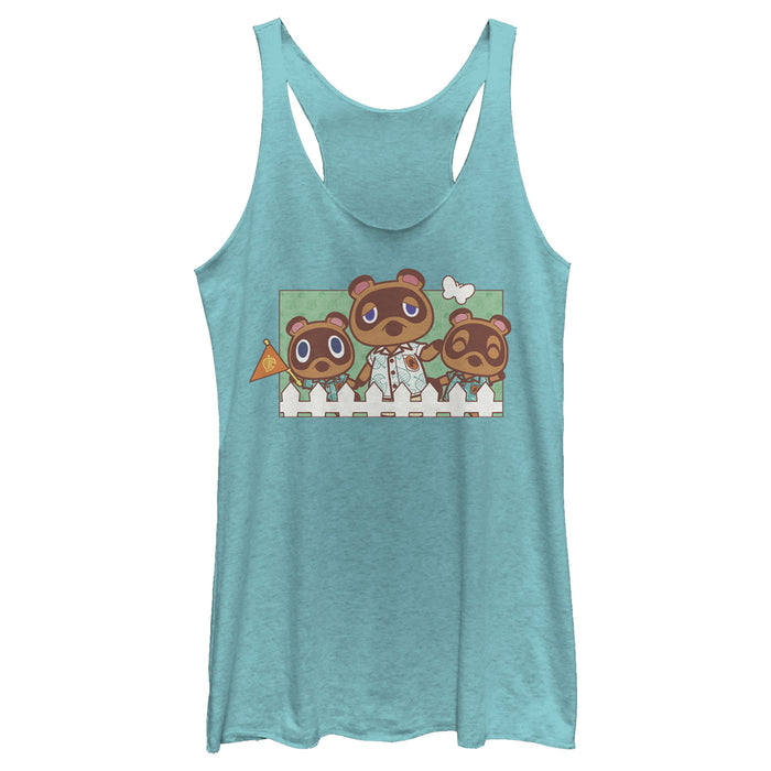 fifth sun Women's Nintendo Animal Crossing Nook Family Portrait Racerback Tank Top