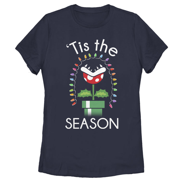 fifth sun Women's Nintendo Christmas Mario Piranha Plants T-Shirt
