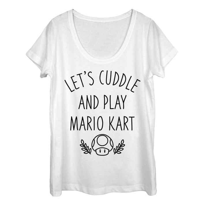 fifth sun Women's Nintendo Cuddle & Play Mario Kart Scoop Neck