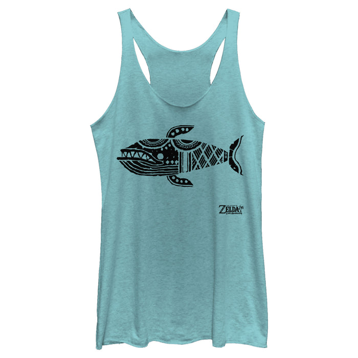 fifth sun Women's Nintendo Legend of Zelda Link's Awakening Whale Hieroglyphic Racerback Tank Top