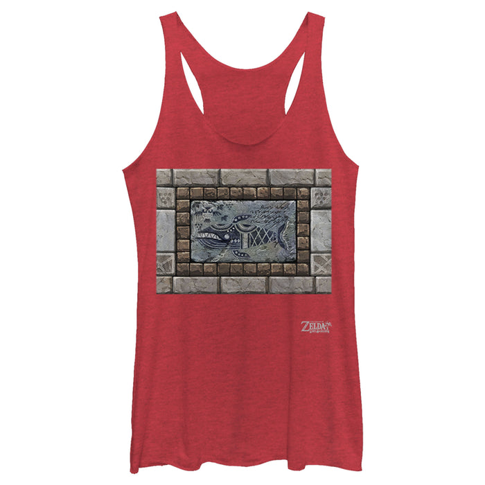 Fifth Sun Women's Nintendo Legend Of Zelda Link's Awakening Whale Stone Tablet Racerback Tank Top