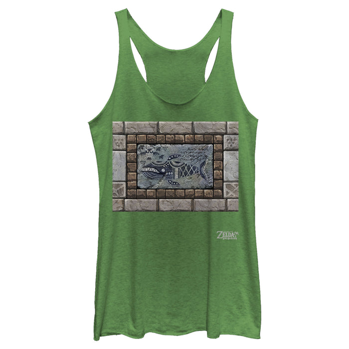 Fifth Sun Women's Nintendo Legend Of Zelda Link's Awakening Whale Stone Tablet Racerback Tank Top