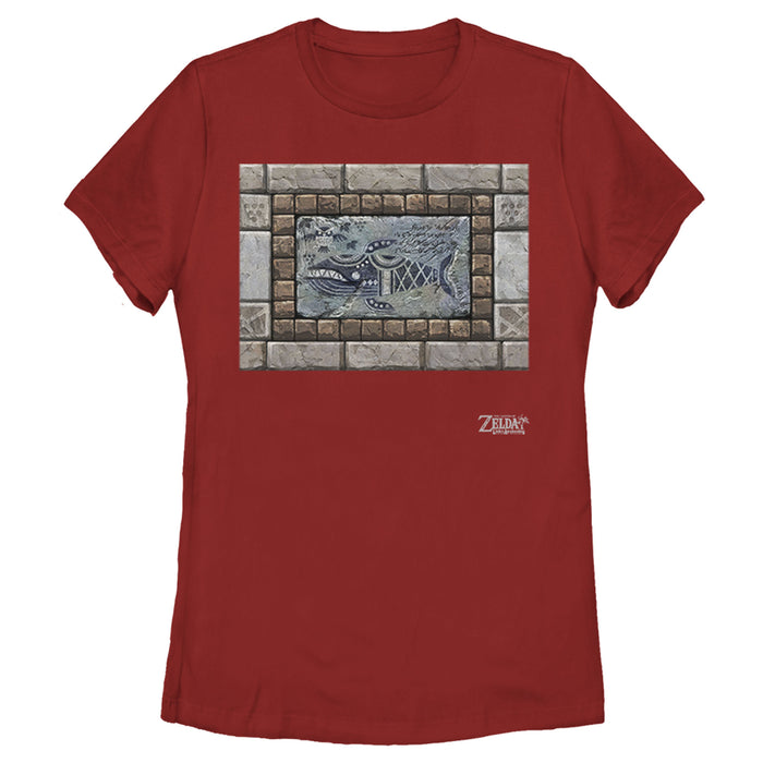 fifth sun Women's Nintendo Legend of Zelda Link's Awakening Whale Stone Tablet T-Shirt