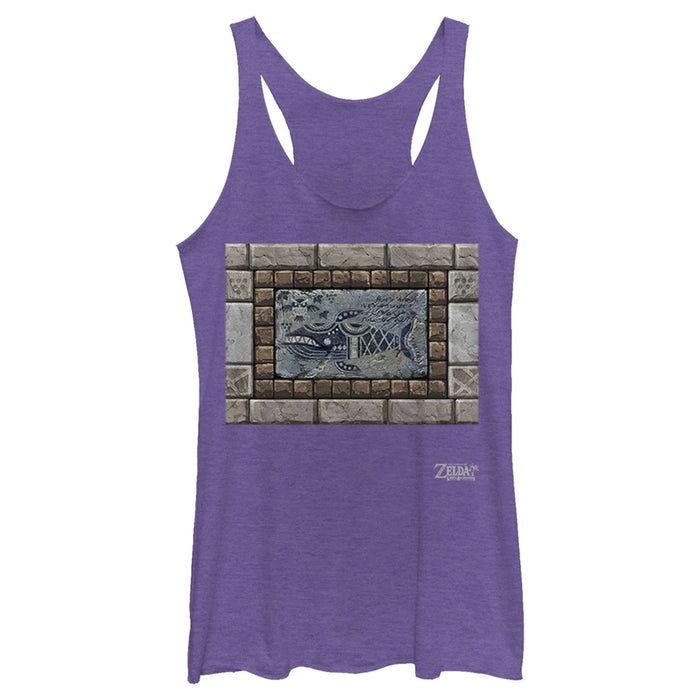 Fifth Sun Women's Nintendo Legend Of Zelda Link's Awakening Whale Stone Tablet Racerback Tank Top