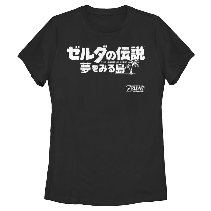 fifth sun Women's Nintendo Legend of Zelda Link's Awakening Kanji Character Logo T-Shirt