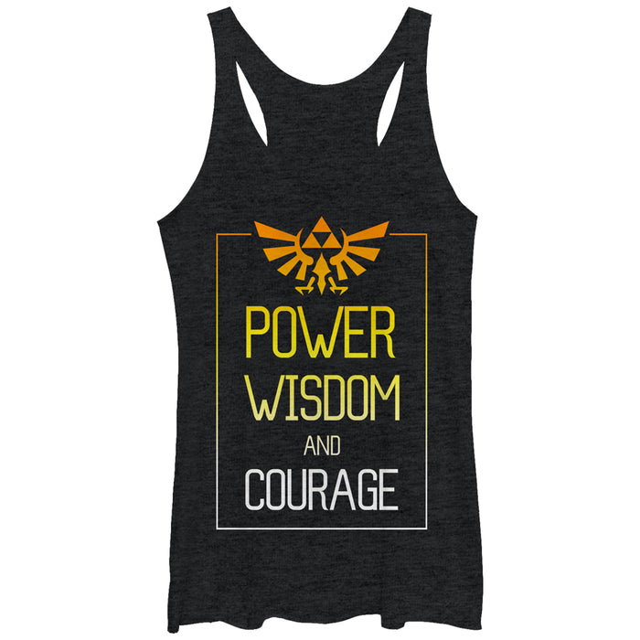 fifth sun Women's Nintendo Legend of Zelda Power Wisdom Courage Racerback Tank Top