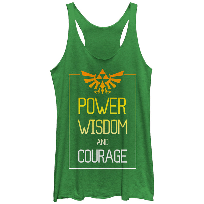 fifth sun Women's Nintendo Legend of Zelda Power Wisdom Courage Racerback Tank Top