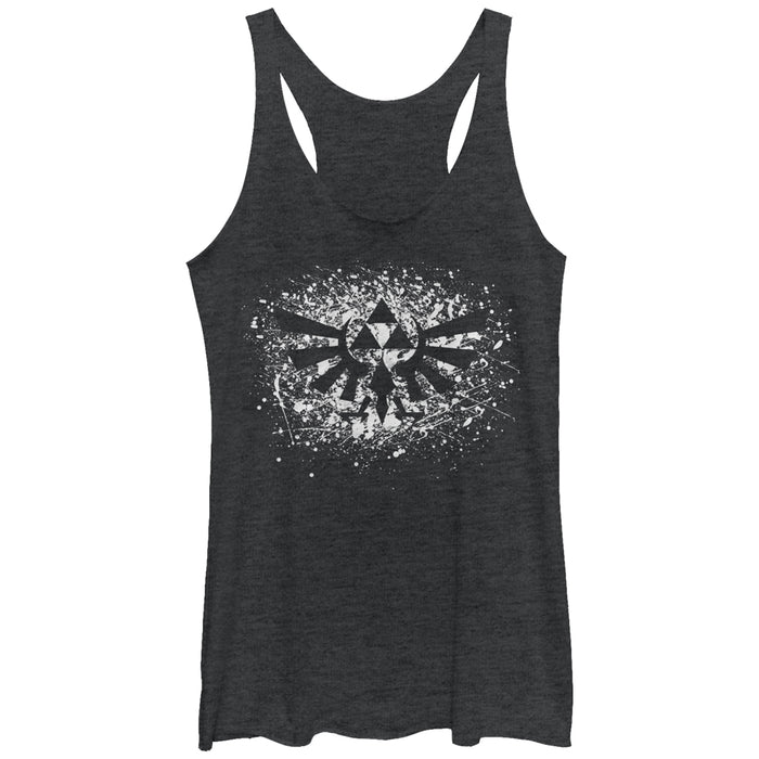 Fifth Sun Women's Nintendo Legend Of Zelda Triforce Paint Splatter Racerback Tank Top