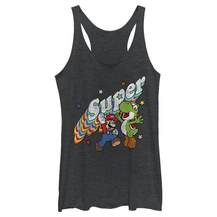 Fifth Sun Women's Nintendo Mario And Yoshi Retro Super Racerback Tank Top