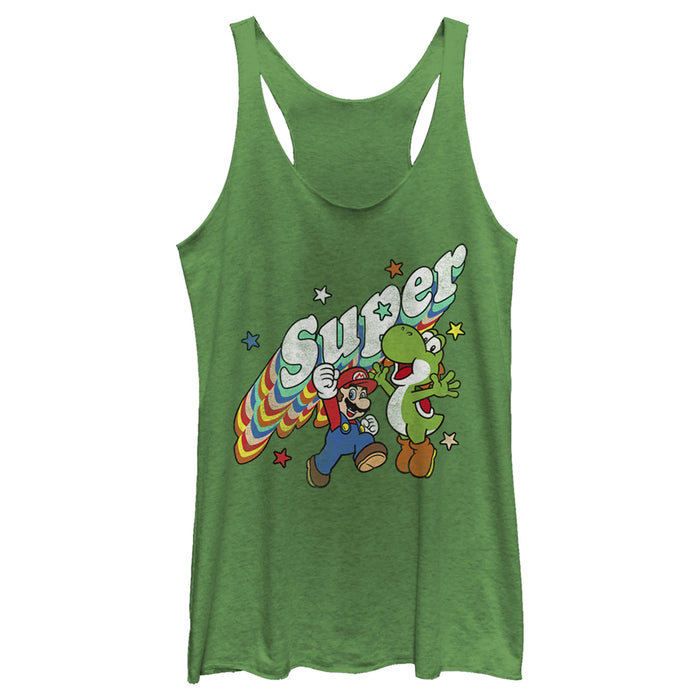 fifth sun Women's Nintendo Mario and Yoshi Retro Super Racerback Tank Top