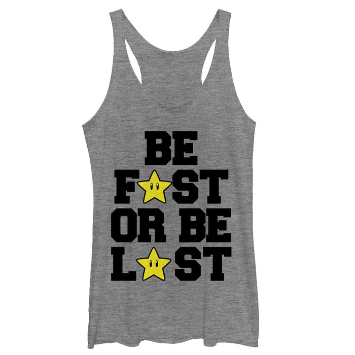 fifth sun Women's Nintendo Mario Be Fast or Be Last Racerback Tank Top
