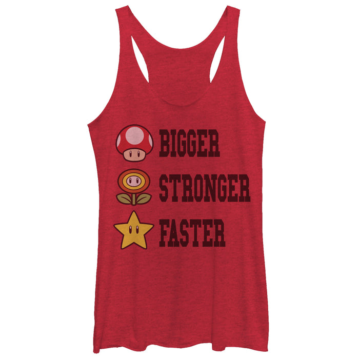fifth sun Women's Nintendo Mario Bigger Stronger Faster Racerback Tank Top